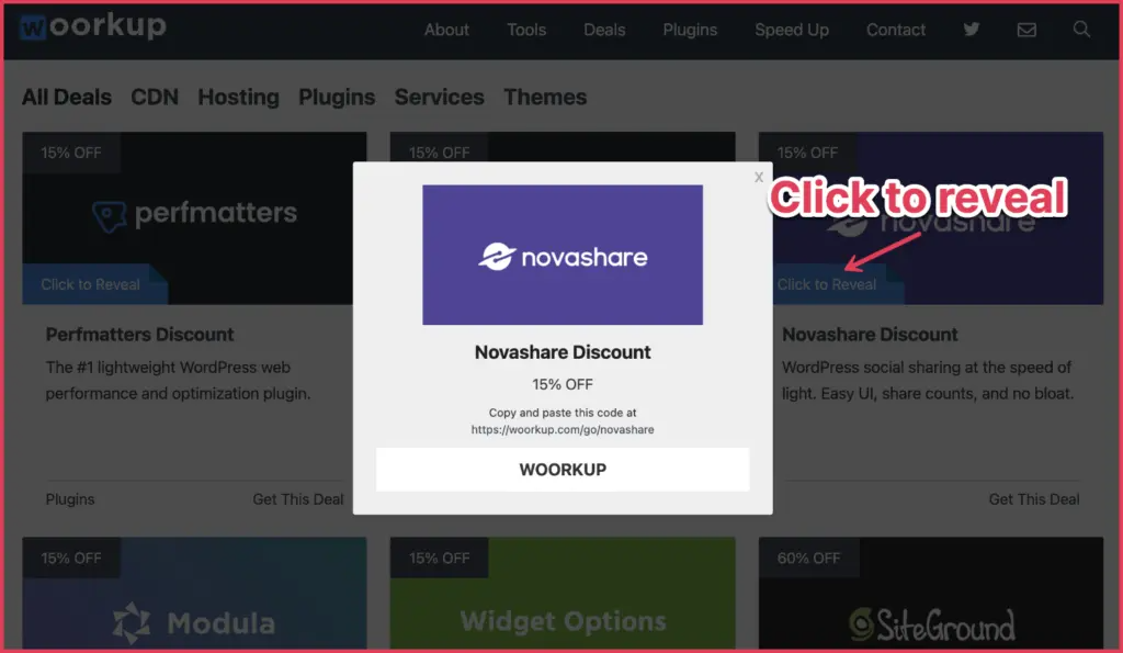 WP Coupons - Click to reveal 6 WP Coupons