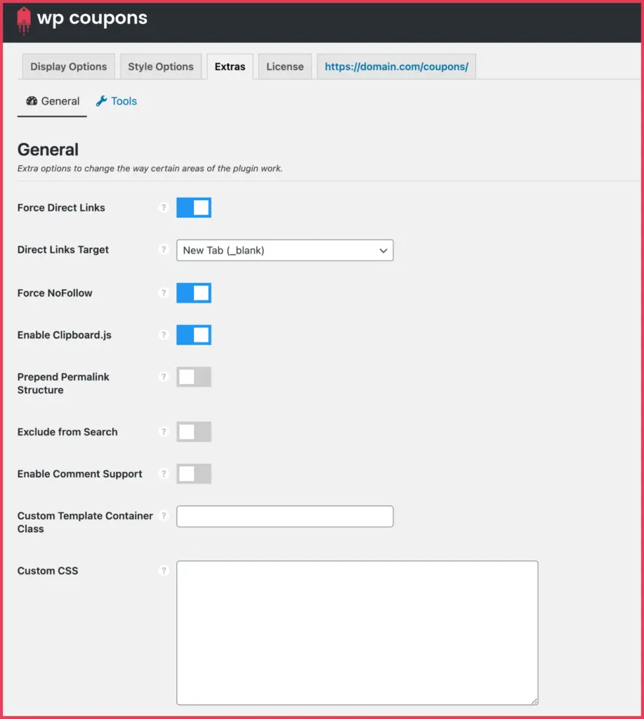 WP Coupons - Extras section 7 wp coupons